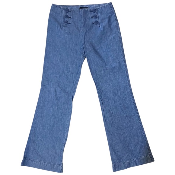 Sanctuary Linen/cotton blend wide leg sailor trouser jean. Sz 28 - Picture 4 of 15